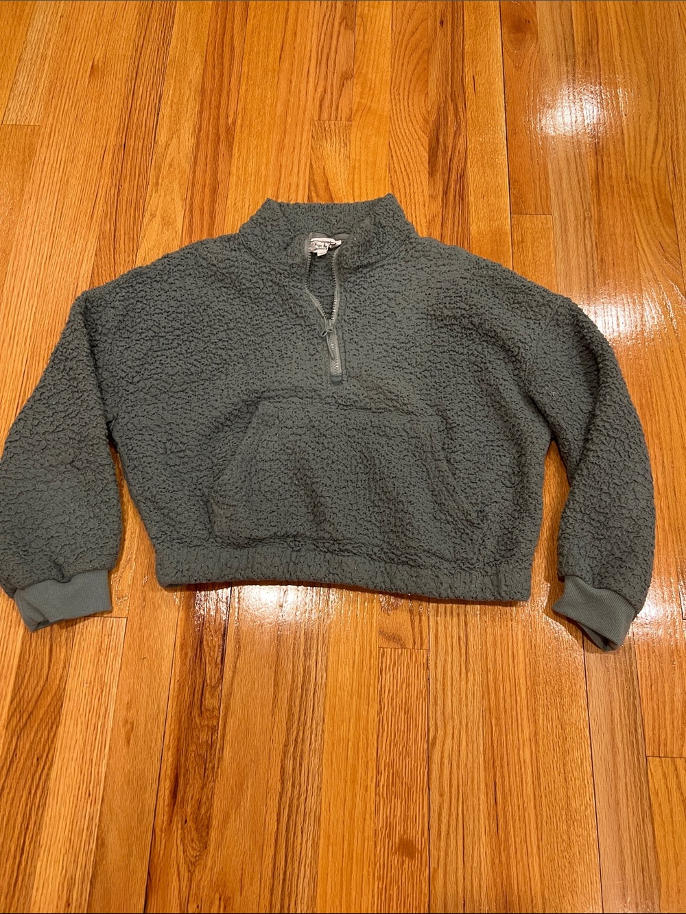 Hippie Rose Plush Half-Zip Turtleneck Pullover - Slate Green